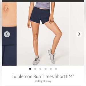 Lululemon Run Times Short II*4"